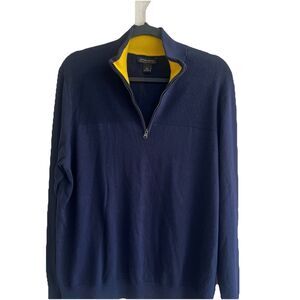 Banana Republic Cotton And Cashmere Blend Navy Zip Up Sweater Large